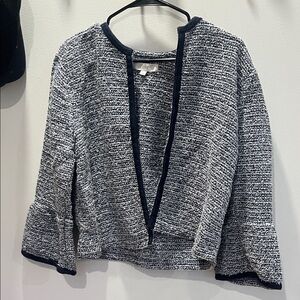 LOFT Navy and White Textured Cardigan